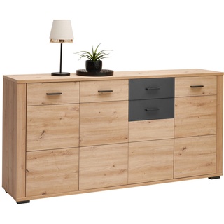 XORA Sideboard Anthrazit, Eiche Artisan, - B/H/T ca. 178,60x88,70x38,00