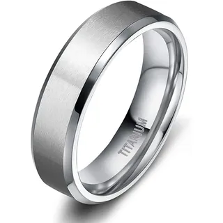 Zakk Damen Herren Ringe Titan Silber Matt Gebürstet Verlobungsring Partnerring Eheringe Trauringe 4mm 6mm 8mm 10 mm Breit (6mm,48 (15.3))