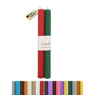 Wachsmann Bienenwachskerzen handgerollt, 100% Bienenwachs, 2er Set in vielen Farben, Made in Germany
