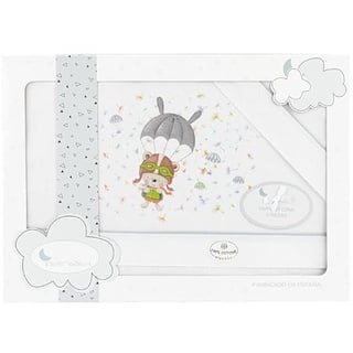 INTERBABY · Bettwäsche-Set für Kinderbett PARACAÍDAS in Weiß Grau · 100% Baumwolle · 3-teilig Bettlaken Winter für babys