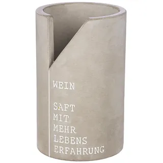 CULT at home Weinkühler Flaschen Kühler aus Zement - Farbe: Beton Grau Höhe 21,5 cm Ø 13,5 cm – Getränkekühler mit Prägung Spruch - Sommerdeko Kühlung Wein Wasser Bier