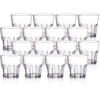 Tebery 16 Stück 250ml Wassergläser Kunststoff, 8oz Whiskey Gläser transparent, Kunststoff Cocktailgläser, wiederverwendbare rinkgläser Set, für Hochzeit Geburtstag Feier