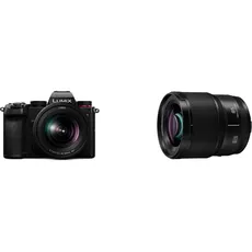 Panasonic LUMIX DC-S5KE-K Systemkamera (24 MP, 4K, Dual I.S, Touchscreen, OLED-Sucher) mit Objektiv R2060E, schwarz & S-S85E LUMIX S Objektiv (85mm, F1.8, Filtergröße 67mm) schwarz