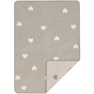 LÄSSIG Babystrickdecke Kuscheldecke Babydecke gewebt 100% Bio Baumwolle GOTS/Woven Blanket Heart grey/soft rose