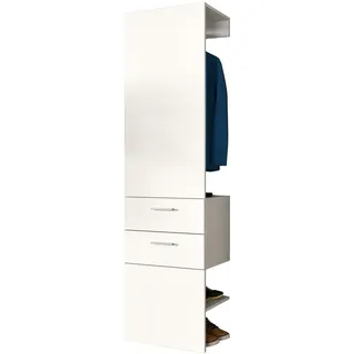 Inn.Furn Garderobe weiß 52 x 190 cm, Kompaktgarderobe mit Schubladen , Weiß , Kunststoff , Nachbildung , Uni , Rechteckig , 52x190x36 cm , FSC Mix , Garderobe, Garderoben-Sets & Garderoben-Serien, Garderoben-Sets