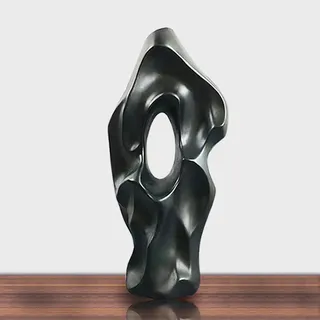 Schwarze Vasen, Heimdekoration, hohe Schwarze Bodenvase, Moderne abstrakte Vasen für Heimdekoration, schwarzes Dekor für Wohnzimmertisch, 37,8 cm