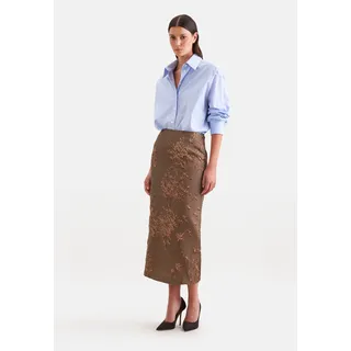 Midirock SEIDENSTICKER, Damen, Gr. 44, braun, 86% Polyester, 14% metallisierte Fasern, Jacquardmuster, normal, Röcke Midirock