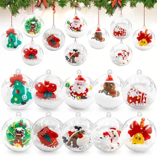 10 Stück Weihnachtskugeln Kunststoff,6cm Plastik Befüllbare Weihnachtskugeln zum Bemalen,Plastikkugeln zum Befüllen,Acryl Klare Christbaumschmuckkugeln, Weihnachtsbaum Kugeln