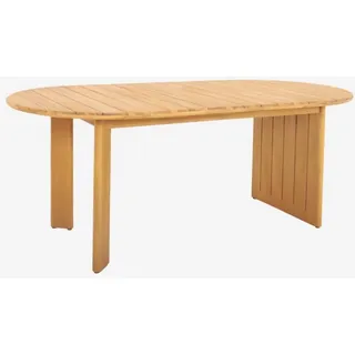 sweeek - Ovaler Gartentisch aus Akazienholz 200cm für 6 Personen - Natur