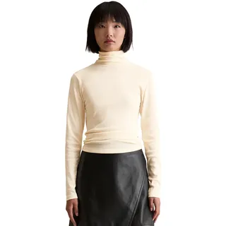 Rollkragenshirt MARC O'POLO DENIM, Damen, Gr. XL, weiß, Obermaterial: 96% Baumwolle, 4% Elasthan, Basic, slim fit, Shirts Rollkragenshirt, slim fit, aus softem Ripp-Jersey