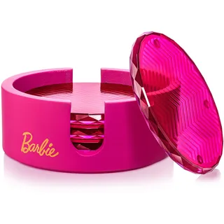 Barbie and Dragon Glassware Kristalluntersetzer, transparente Glasuntersetzer für Getränke, Barzubehör für Couchtisch, Diamantuntersetzer-Set mit Halter, 4 Stück, Pink