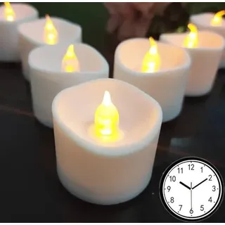Jialine 12 Pack Led Teelichter led kerzen mit Timer,batteriebetrieben, | 6 Stunden und 18 Stunden aus in 24 Stunden Zyklus flackernde Teelichter,Hochzeiten, Scheitel in warmem Gelb