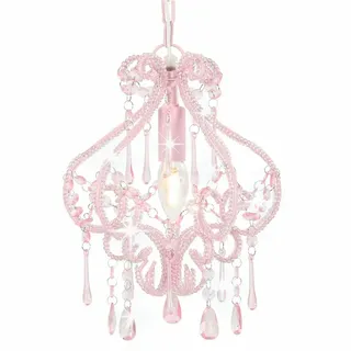 vidaXL Deckenleuchte mit Perlen Rosa Rund E14