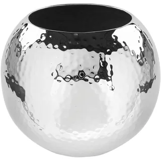 Fink Dekovase »MOON« Kugelvase, Tischvase aus Metall, mit gehämmerter Struktur, Höhe 20 cm, silberfarben