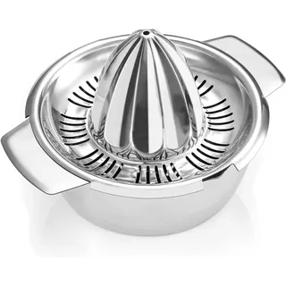 Zitronenpresse Zitruspresse Manuelle 450ML aus Rostfrei Edelstahl 18/8, Robust Metall Limettenpresse Grapefruit Orangenpresse Hand Reibahle Zitrusfrüchte Entsafter mit Behälter, Spülmaschinenfest