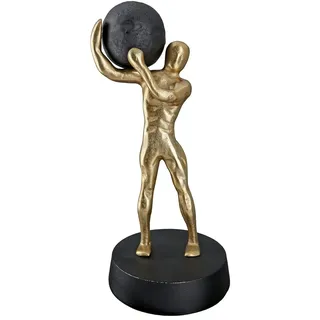 GILDE Deko Figur Skulptur Strong Stark XL - Moderne Kunst und Dekoration aus Kunstharz - Farbe: Gold - Höhe 35,5 cm
