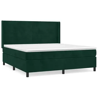 vidaXL Boxspringbett mit Matratze Dunkelgrün 180x200 cm Samt - Grün