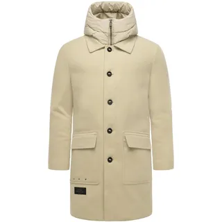 Trenchcoat STONE HARBOUR "Wollmantel Thiagoo XX", Herren, Gr. S, beige (sand), Obermaterial: 95% Polyester PES. 3% Viskose CV. 2% Elasthan EL. Obermaterial: Futter: 100% Polyester PES. 100% Polyester PES., Mäntel Trenchcoat