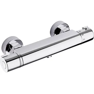 MORADO Duscharmatur Mit Thermostat, Mischbatterie Dusche Thermostat, Armatur Dusche, Brausestange mit Verbrühungsschutzventil, Chrom, Messing