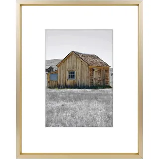 Golden State Art, Aluminium-Bilderrahmen mit elfenbeinfarbener Matte, Staffelei-Ständer für Tisch-Display – Wand-Display – ideal für Hochzeiten, 20.3x25.4 cm für 12.7x17.8 cm große Fotos, 1 Stück