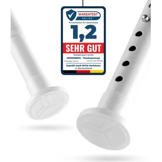 meisenberg Gardinenstange ohne Bohren 210-260cm, Weiß, Ø 25 mm, Teleskopstange Gardine - Vorhangstange Klemmstange für Fenster, Raumteiler und Küche