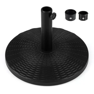 FANTASK Sonnenschirmständer 9,5 kg, runder Gartenschirmhalter für 38/48 mm Schirmstangen, Balkonschirmständer in Rattanoptik, Marktschirmständer aus Beton, Sonnenschirm Ständer