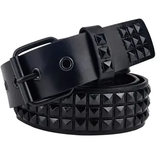 GORGECRAFT Schwarzer Nietengürtel Aus PU Leder 1.1 m X 5cm Gothic Punk Rock Helle Metalllegierung Pyramidennieten Nieten Ösenfäden Gürtel Für Kleidung Jeans Hosen Kleider Damen Und Herren