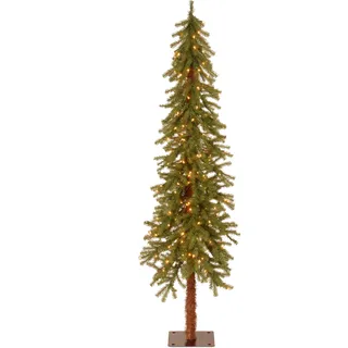 National Tree Company Künstlicher Weihnachtsbaum mit weißen Lichtern und Ständer, Hickory-Zedernholz, schmal, 1,8 m