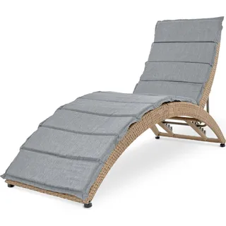 di volio Sonnenliege aus Polyrattan mit Auflage CIAMPINO – komfortable Gartenliege im edlen Design - klappbare Relaxliege - Beige