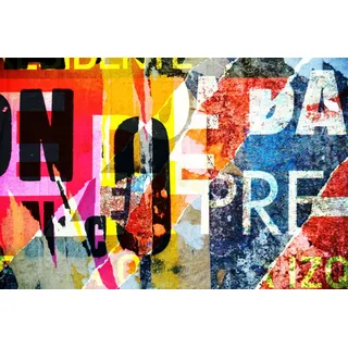 queence Acrylglasbild »Papierstücke« Buchstaben   Fashion   Kunst Fine Art-Print in Galeriequalität, bunt