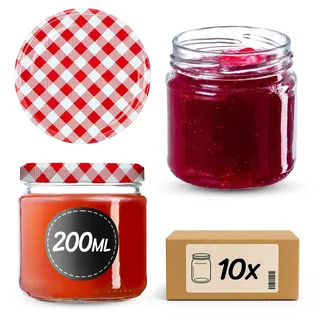 KADAX Einmachgläser 200 ml 10er Set, Dessertgläser fi66 – Marmeladengläser mit Twist-Off Deckel, Luftdicht & Spülmaschinenfest, Dickwandiges Glas