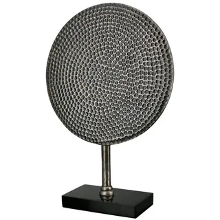 Casablanca modernes Design GILDE Deko Objekt Skulptur Rund - Deko Wohnzimmer Büro - Farbe: Silber - Aluminium auf Marmorsockel - Höhe 44,5 cm