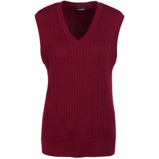 Pullunder GOLDNER "Kurzgröße Elegante Zopfstrickweste, V-Ausschnitt", Damen, Gr. 19, rot (dunkelrot), Obermaterial: 50% Baumwolle CO. 50% Polyacryl PAN., V-Ausschnitt, Sonstiges, Pullover Pullunder, Tolles Kombinationstalent