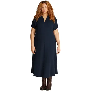 Tommy Hilfiger Damen Polokleid Lyocell Midi-Länge, Blau (Dark Night Navy), 52