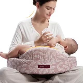 Momcozy Memory-Schaum Stillkissen mit Sicherheitsumrandung – Ergonomisches Still- und Lagerungskissen mit verstellbarem Gurt & abnehmbarem Baumwollbezug, Rosa