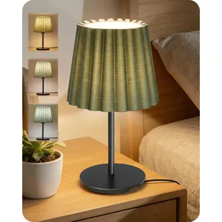 GOEBLESON Nachttischlampe Grün und Schwarz, Tischlampe mit Kabel, Fensterbank Lampe mit E27 Birnen, 3 Farbtemperaturen, für Nachttisch, Schlafzimmer, Wohnzimmer, Hotel, ZJ15TLD05