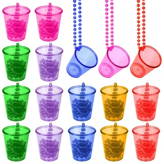 ANZOAT 18Pcs Braut Schnapsglas Halskette,Schnapsgläser zum umhängen,Team Braut Schnapsglaskette,Kunststoff Schnapsgläser Plastik mit Kette für JGA Accessoires,Bachelorette party,Brautparty Dekoration
