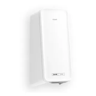 CWS PureLine Cream NT Seifencremespender, elektrisch, 600 ml, Seifenspender mit Autostopp-Funktion und beidseitige Füllstandsanzeige, Farbe: weiß