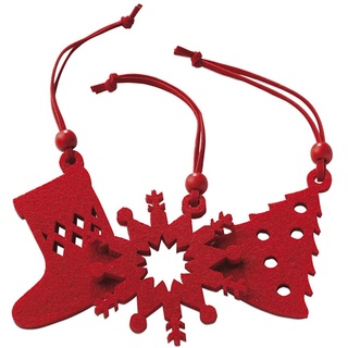 eBuyGB Weihnachtsbaum-Deko-Set zum Aufhängen, Filz, rot, 18,8 x 8.61 X 2.01 cm