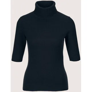 Longpullover MADELEINE "Kaschmirpullover Luxuriöser Strickpullover mit Rollkragen", Damen, Gr. 36/38, blau (marine), Obermaterial: 100% Kaschmir WS., Modern, normal, Pullover Longpullover, Kaschmirpullover mit Halbarm