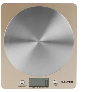 Salter 1036 OLFEU16 Olympus Digitale Küchenwaage - elektrische Lebensmittelwaage mit Edelstahl Plattform, einer Kapazität 5kg, Backwaage mit Tara-Funktion, misst Flüssigkeiten, LCD-Anzeige, Gold
