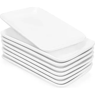Set aus 8 rechteckigen Porzellantellern, 10 x 6 Zoll, rechteckige Porzellanteller, Essteller für Fleisch, Antipasti, Sushi, Gerichte usw.