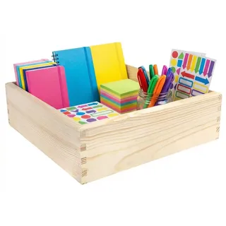 Creative Deco Aufbewahrungsbox Holzkiste 30 x 30 x 9 cm 1-tlg. braun