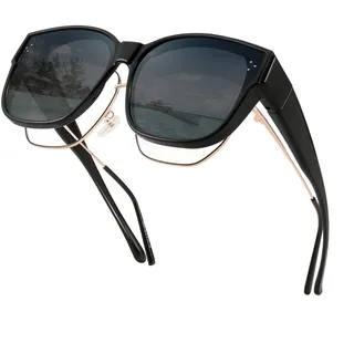 FEISEDY Überzieh Sonnenbrille Polarisiert für Brillenträger Überziehbrille Damen Herren Fit-over Überbrille Groß mit UV400 Schutz B2849