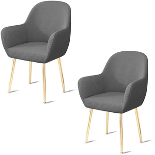2 Stuhlhussen,Stuhlhussens Schwingstühle Abnehmbar Stuhlhussen Mit Armlehne Schminktisch Stuhl Dunkelgrau Hussen für Stühle,Geeignet für Küchen Und Restaurants Und Bankette Und Hochzeiten Und Partys
