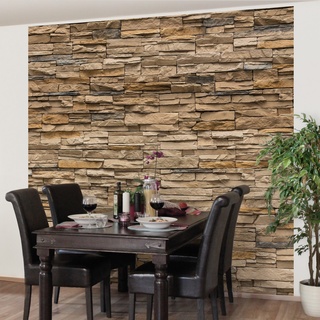 Apalis Tapete Steinoptik, Vliestapete Andalusia Stonewall, Fototapete Quadrat | Vlies Tapete Wandtapete Wandbild Foto 3D Fototapete für Schlafzimmer Wohnzimmer Küche | 240x240 cm, bunt, 98425