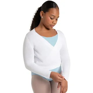 Capezio Damen Wrap Sweater - Girls Wickelpullover, Weiß, 6 Jahre EU