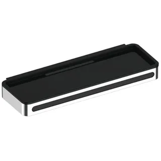 KEUCO PLAN Duschablage mit Glasabzieher, verdeckte Befestigung, 14959010037, Farbe: verchromt / schwarz