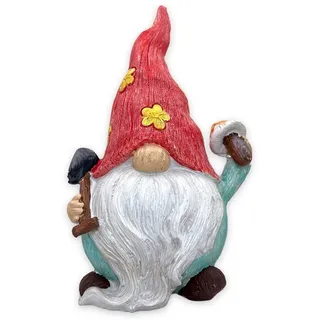 Gartenstatue 22 cm - Gartendekoration - Wohndekoration - Glück bringend - Handbeschriftet - Nachhaltige Kunststeinfigur - Blau