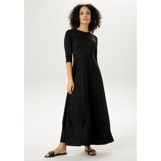 Aniston CASUAL Maxikleid, Rockteil mit Volant aus Plissee, schwarz